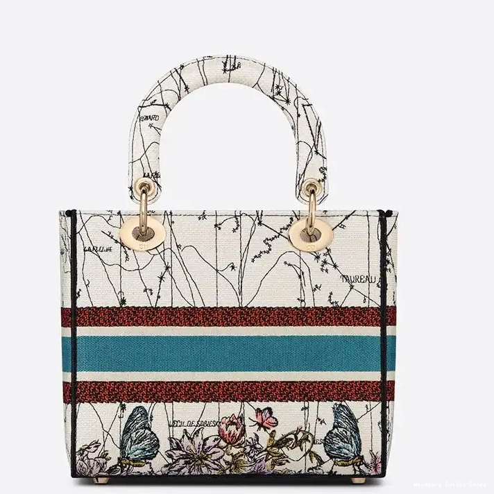 Cheap Canvas White D-lite Medium Lady Constellation Bag Motif 0323 Hot Sale